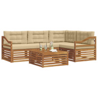 Produktbild för Utomhussoffset med kudde 5 pcs Naturlig och Beige