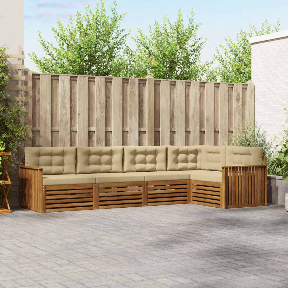 Produktbild för Utomhussoffset med kudde 5 pcs Naturlig och Beige