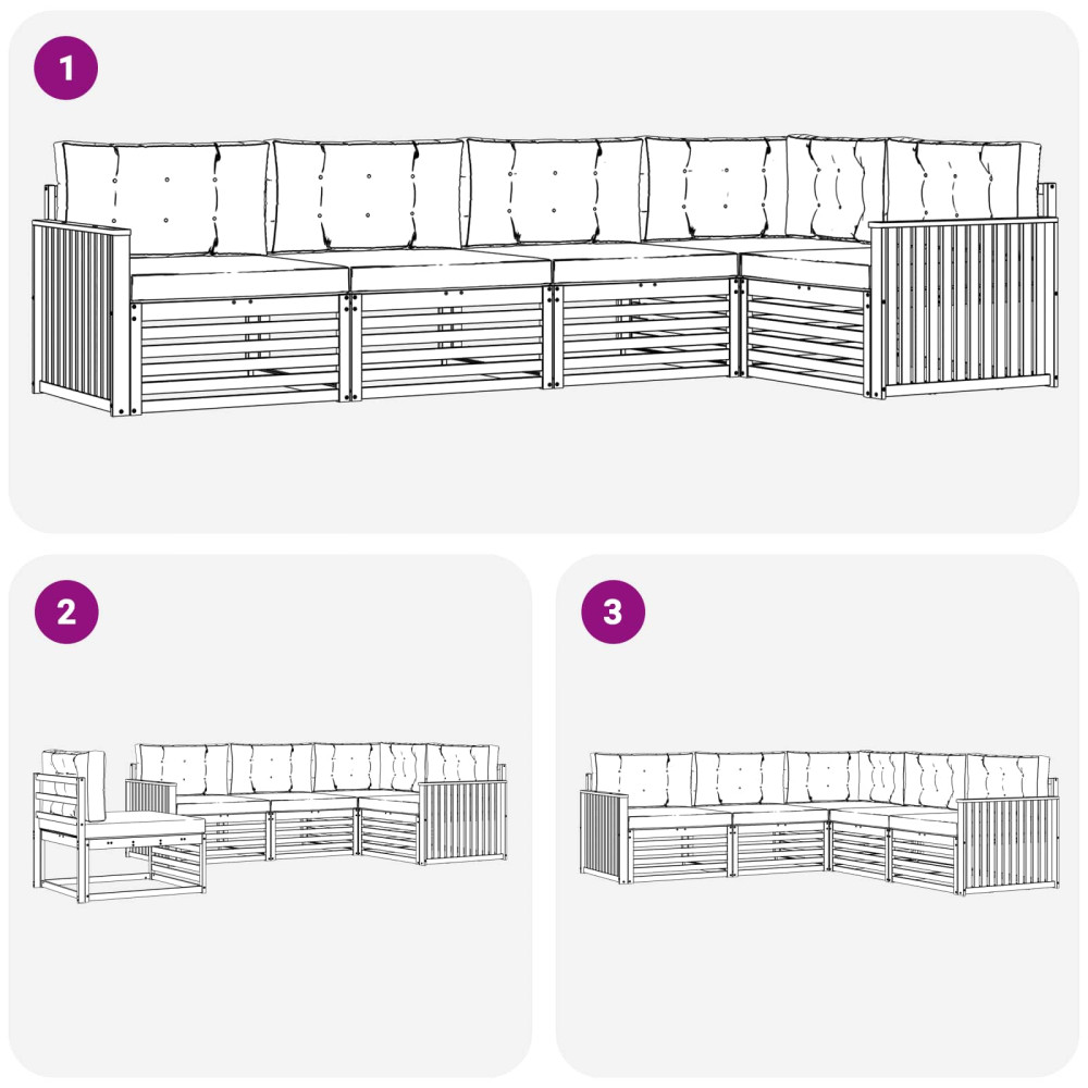 Produktbild för Utomhussoffset med kudde 5 pcs Naturlig och Beige