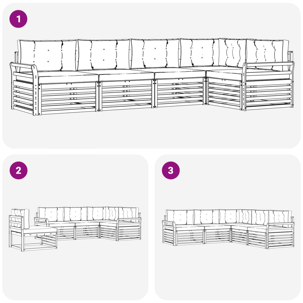 Produktbild för Utomhussoffset med kudde 5 pcs Naturlig och Grädde