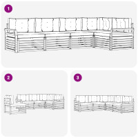 Produktbild för Utomhussoffset med kudde 5 pcs Naturlig och Grädde