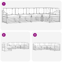 Produktbild för Utomhussoffset med kudde 5 pcs Naturlig och Beige
