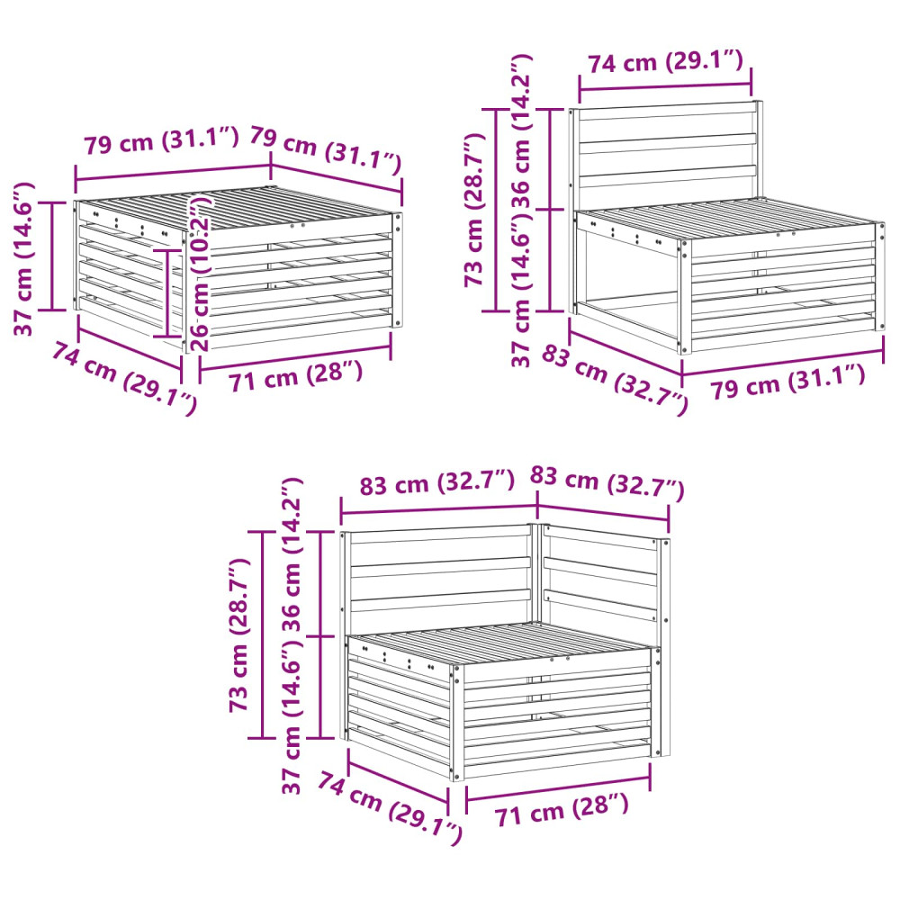 Produktbild för Utomhussoffset 6 pcs Naturfärg