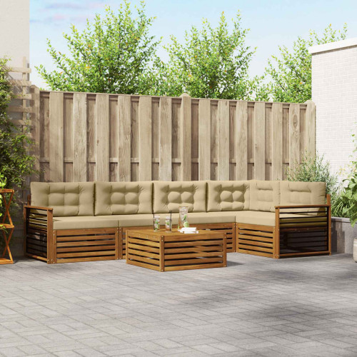 vidaXL Utomhussoffset med kudde 6 pcs Naturlig och Beige