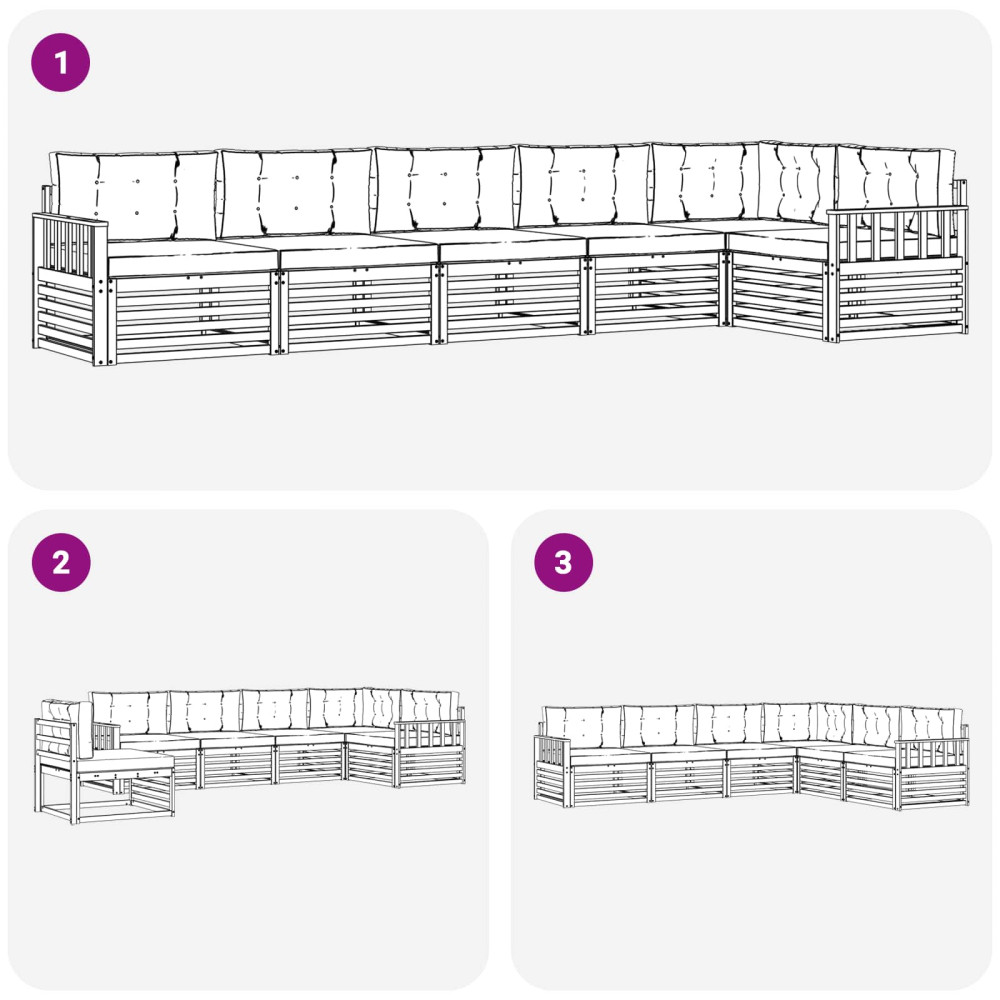 Produktbild för Utomhussoffset med kudde 6 pcs Naturlig och Grädde