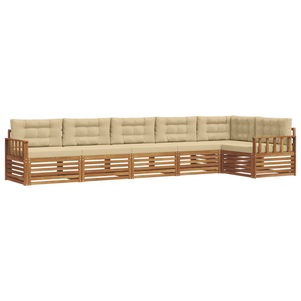 Produktbild för Utomhussoffset med kudde 6 pcs Naturlig och Beige