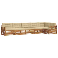 Produktbild för Utomhussoffset med kudde 6 pcs Naturlig och Beige