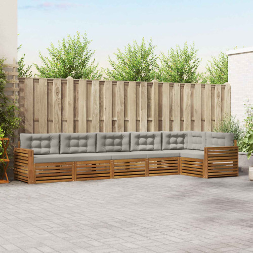 vidaXL Utomhussoffset 6 pcs Naturlig och Ljus Grå