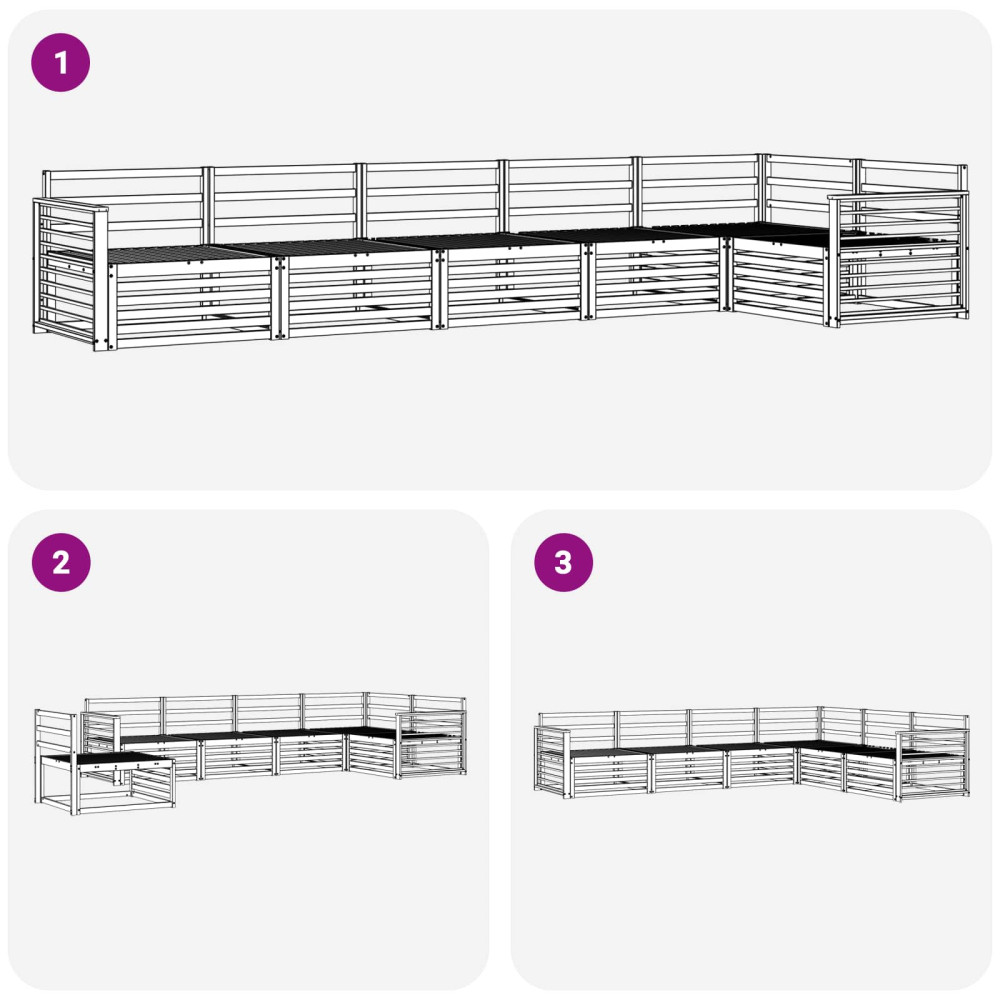 Produktbild för Utomhussoffset 6 pcs Naturfärg Massivt Akaciaträ