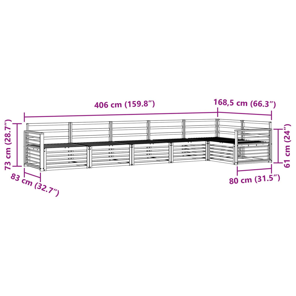Produktbild för Utomhussoffset 6 pcs Naturfärg Massivt Akaciaträ