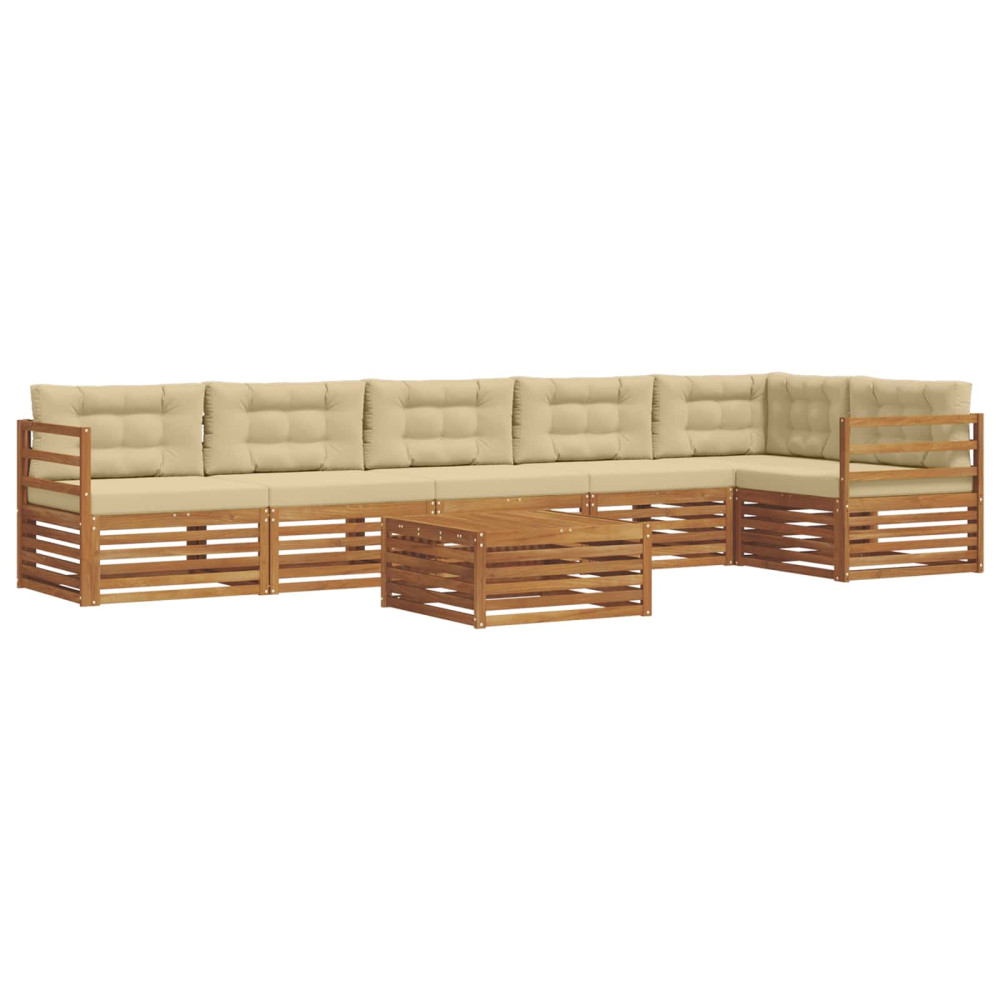 Produktbild för Utomhussoffset med kudde 7 pcs Naturlig och Beige