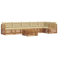 Produktbild för Utomhussoffset med kudde 7 pcs Naturlig och Beige