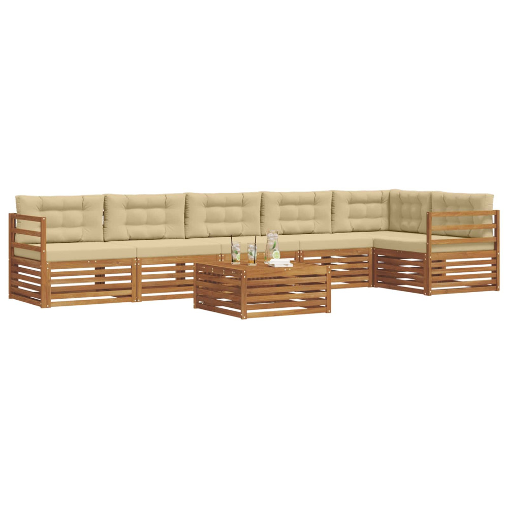 Produktbild för Utomhussoffset med kudde 7 pcs Naturlig och Beige