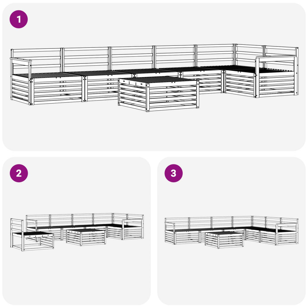 Produktbild för Utomhussoffset 7 pcs Naturfärg
