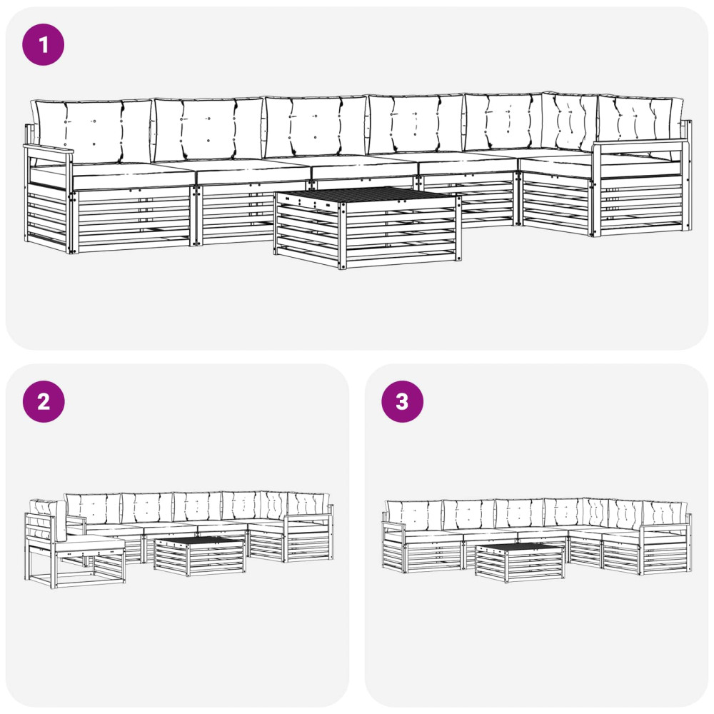 Produktbild för Utomhussoffset med kudde 7 pcs Naturlig och Grädde