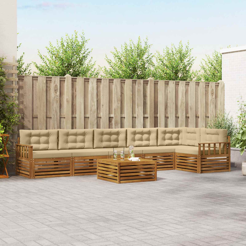 Produktbild för Utomhussoffset med kudde 7 pcs Naturlig och Beige