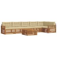 Produktbild för Utomhussoffset med kudde 7 pcs Naturlig och Beige