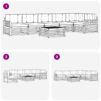 Produktbild för Utomhussoffset med kudde 7 pcs Naturlig och Beige
