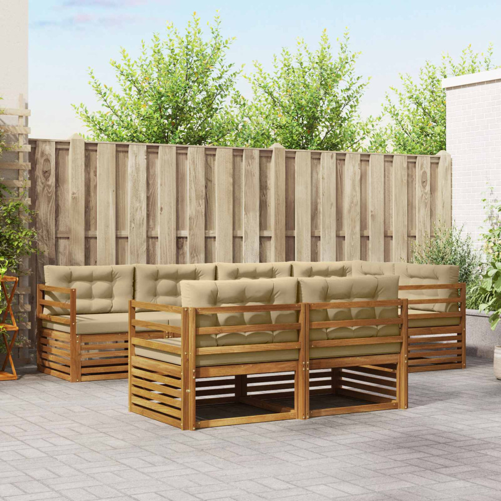 Produktbild för Utomhussoffset med kudde 7 pcs Naturlig och Beige