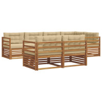 Produktbild för Utomhussoffset med kudde 7 pcs Naturlig och Beige