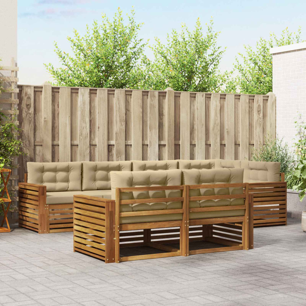 Produktbild för Utomhussoffset med kudde 7 pcs Naturlig och Beige