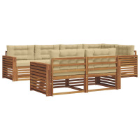 Produktbild för Utomhussoffset med kudde 7 pcs Naturlig och Beige
