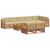 Produktbild för Utomhussoffset med kudde 9 pcs Naturlig och Beige