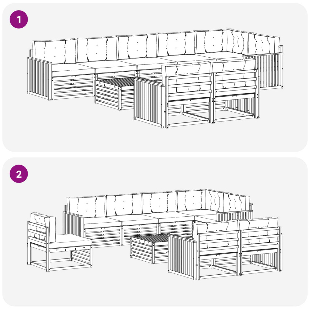 Produktbild för Utomhussoffset med kudde 9 pcs Naturlig och Beige