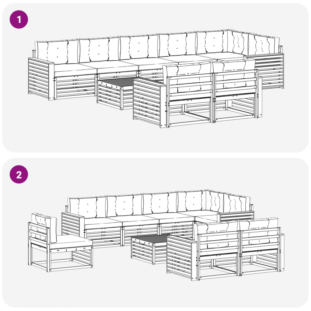 Produktbild för Utomhussoffset med kudde 9 pcs Naturlig och Ljus Grå
