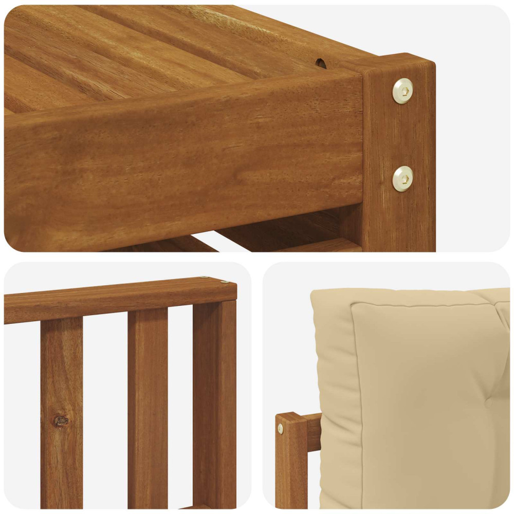 Produktbild för Utomhussoffset med kudde 7 pcs Naturlig och Beige