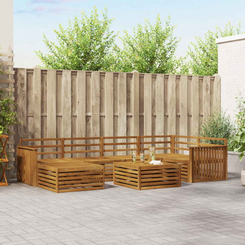 vidaXL Utomhussoffset 7 pcs Naturfärg Massivt Akaciaträ