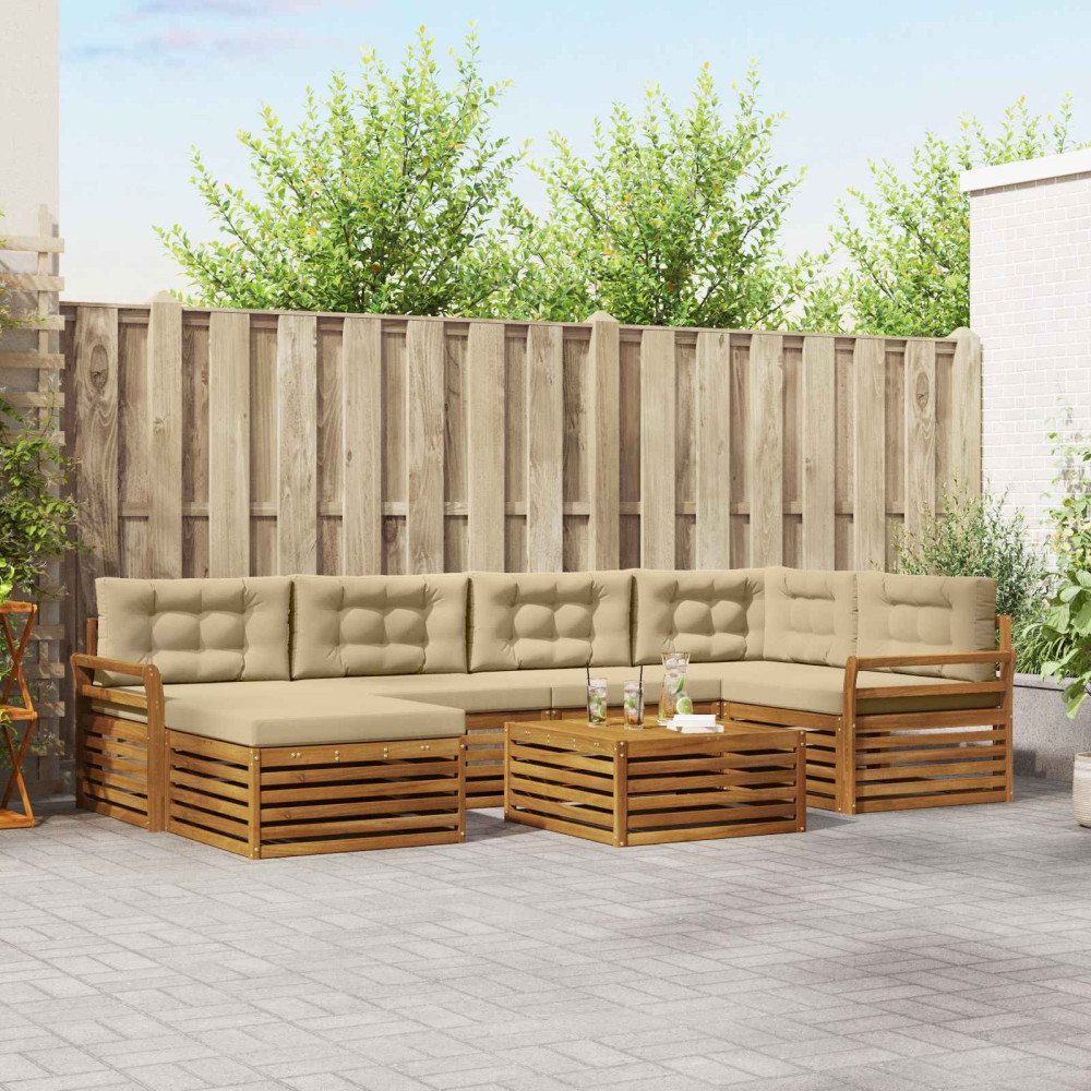 Produktbild för Utomhussoffset med kudde 7 pcs Naturlig och Beige