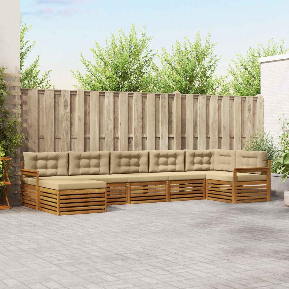 Produktbild för Utomhussoffset med kudde 7 pcs Naturlig och Beige