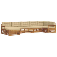 Produktbild för Utomhussoffset med kudde 7 pcs Naturlig och Beige