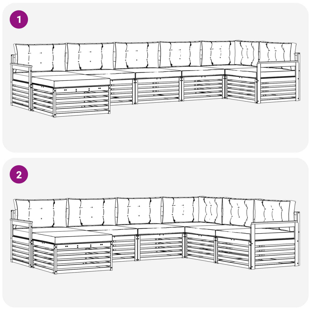 Produktbild för Utomhussoffset med kudde 7 pcs Naturlig och Beige