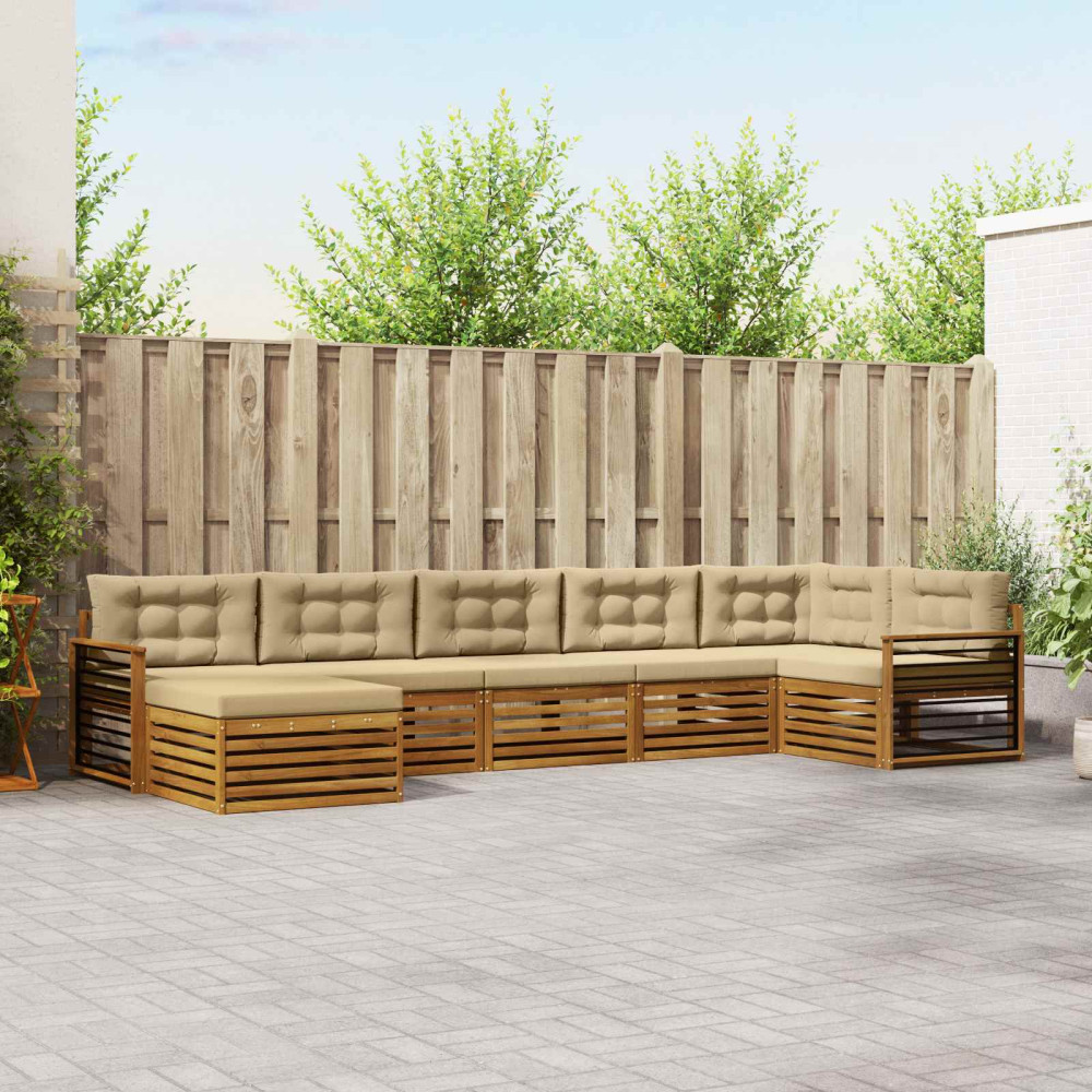 Produktbild för Utomhussoffset med kudde 7 pcs Naturlig och Beige
