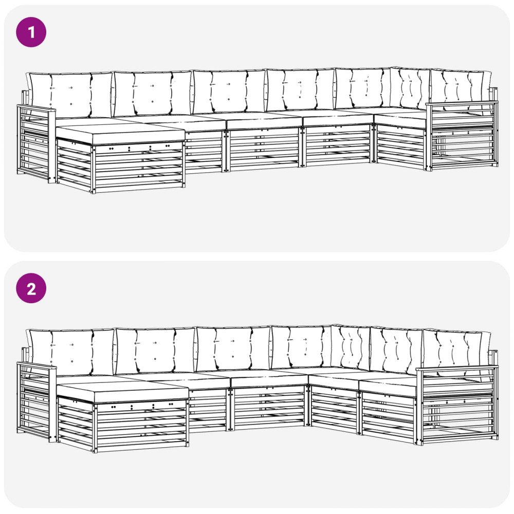 Produktbild för Utomhussoffset med kudde 7 pcs Naturlig och Beige