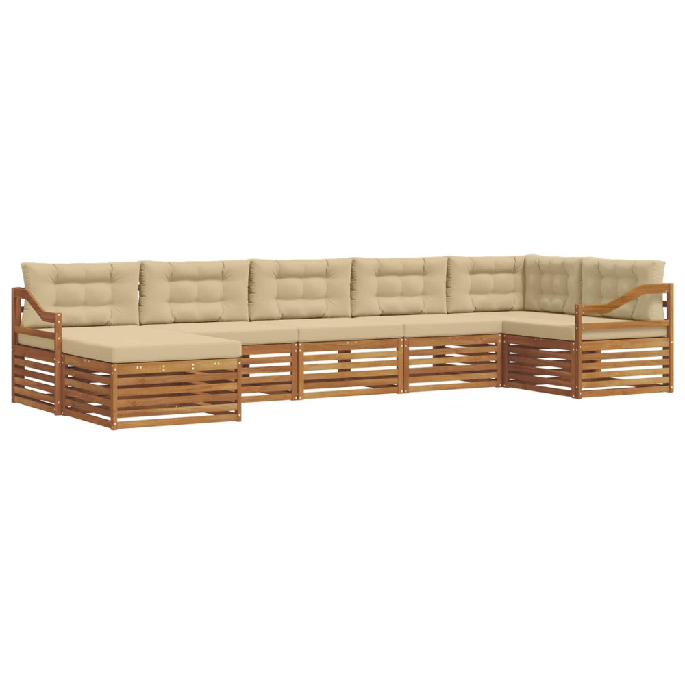 Produktbild för Utomhussoffset med kudde 7 pcs Naturlig och Beige