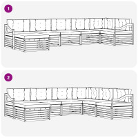 Produktbild för Utomhussoffset med kudde 7 pcs Naturlig och Beige