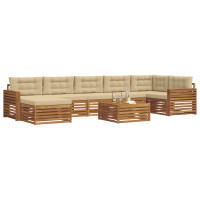 Produktbild för Utomhussoffset med kudde 8 pcs Naturlig och Beige