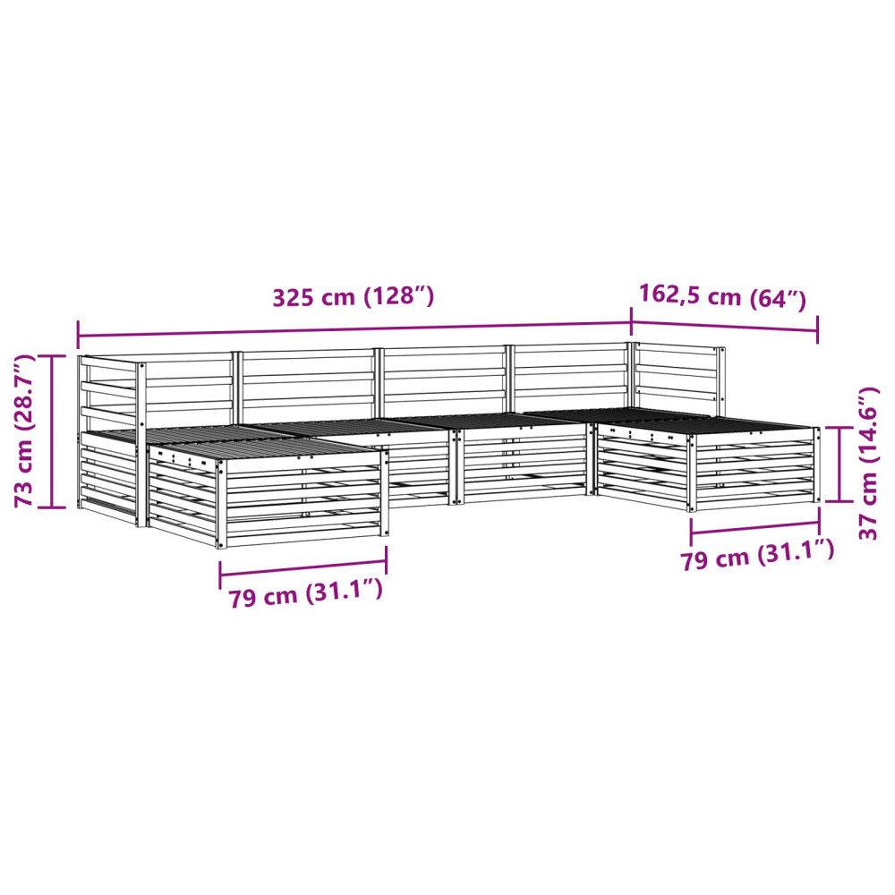 Produktbild för Soffgrupper 6 pcs Naturfärg Massivt Akaciaträ