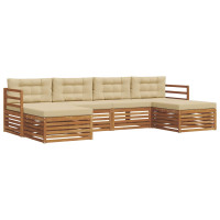 Produktbild för Soffgrupper 6 pcs Naturlig och Beige Massivt Akaciaträ