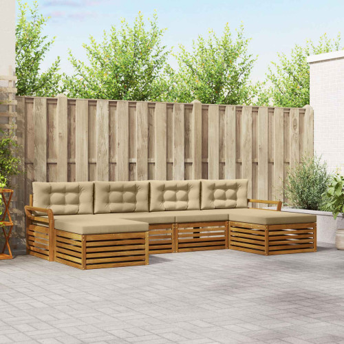 vidaXL Soffgrupper 6 pcs Naturlig och Beige Massivt Akaciaträ