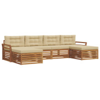 Produktbild för Soffgrupper 6 pcs Naturlig och Beige Massivt Akaciaträ