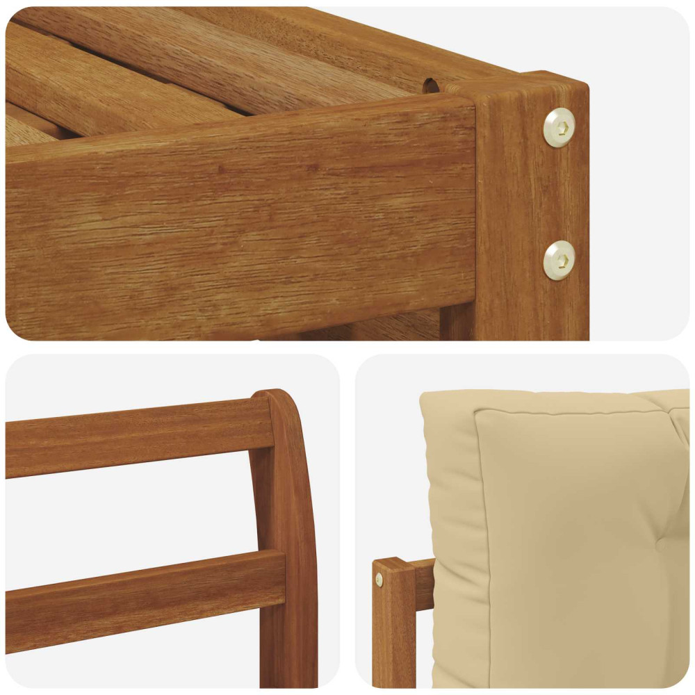 Produktbild för Soffgrupper 6 pcs Naturlig och Beige Massivt Akaciaträ