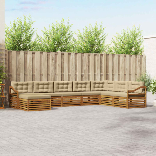 vidaXL Utomhussoffset med kudde 8 pcs Naturlig och Beige
