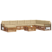Produktbild för Utomhussoffset 9 pcs Naturlig och Beige Massivt Akaciaträ
