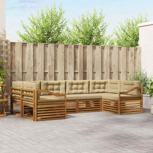 vidaXL Utomhussoffset med kudde 6 pcs Naturlig och Beige