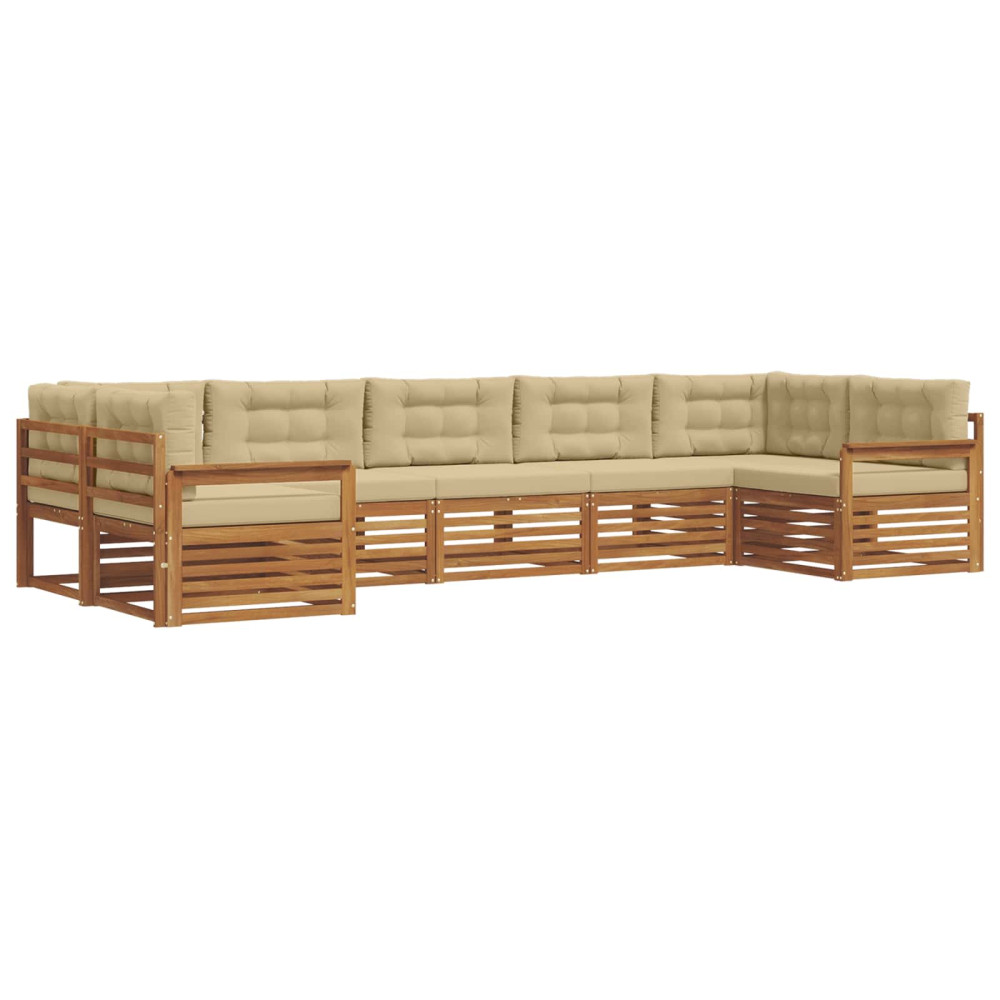 Produktbild för Utomhussoffset med kudde 7 pcs Naturlig och Beige
