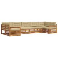 Produktbild för Utomhussoffset med kudde 7 pcs Naturlig och Beige